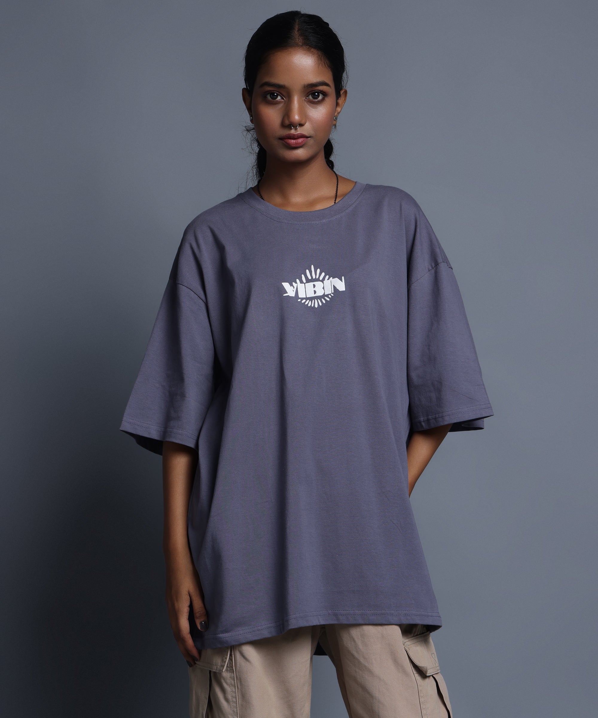 EVIL EYE OVERSIZED T-SHIRT - GREY