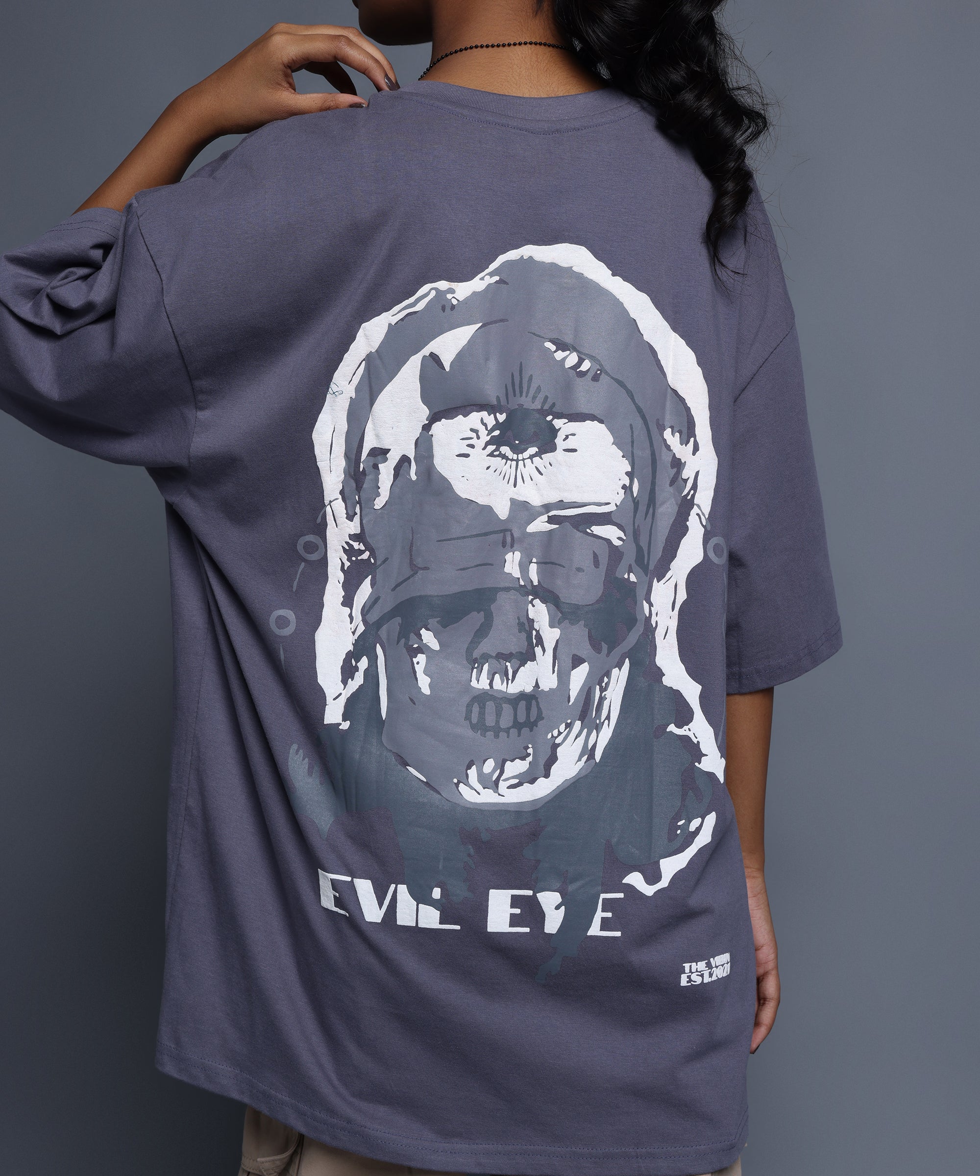 EVIL EYE OVERSIZED T-SHIRT - GREY