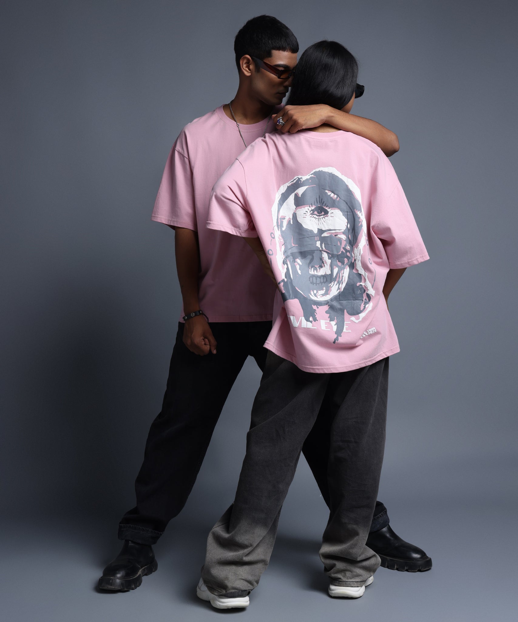 EVIL EYE OVERSIZED T-SHIRT - CHILEAN PINK