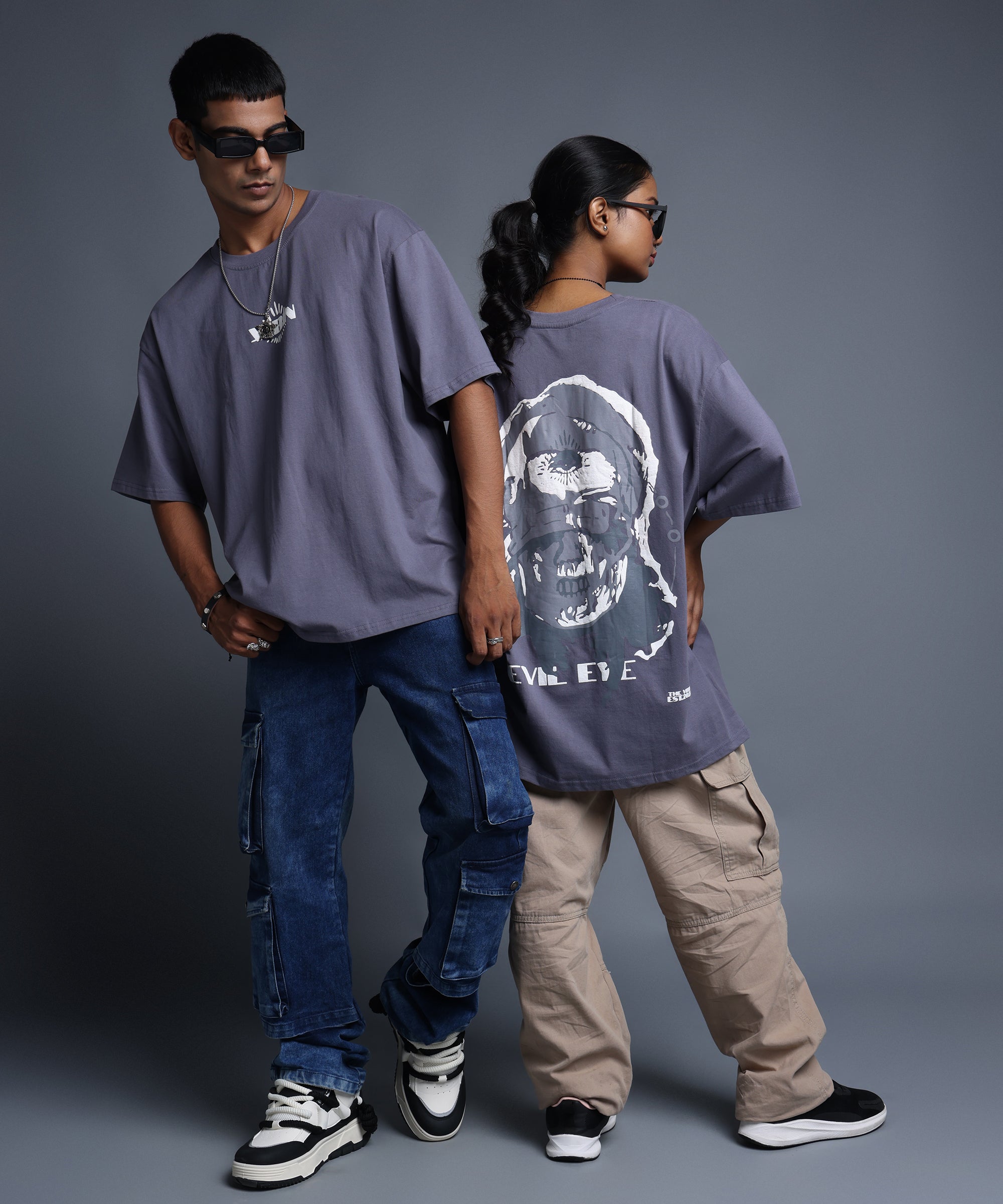 EVIL EYE OVERSIZED T-SHIRT - GREY