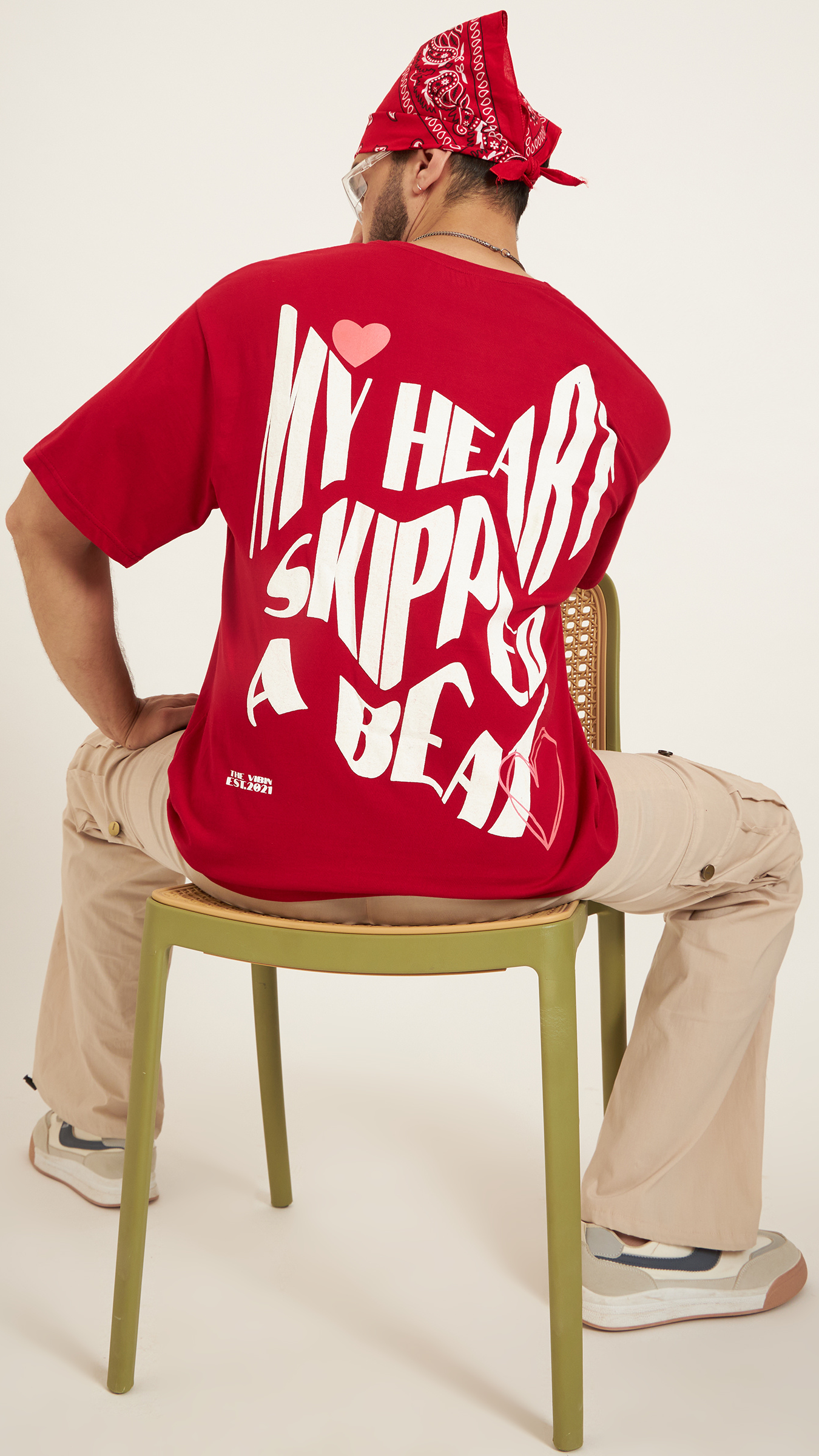 MY HEART SKIPPED A BEAT OVERSIZED T-SHIRT - RED