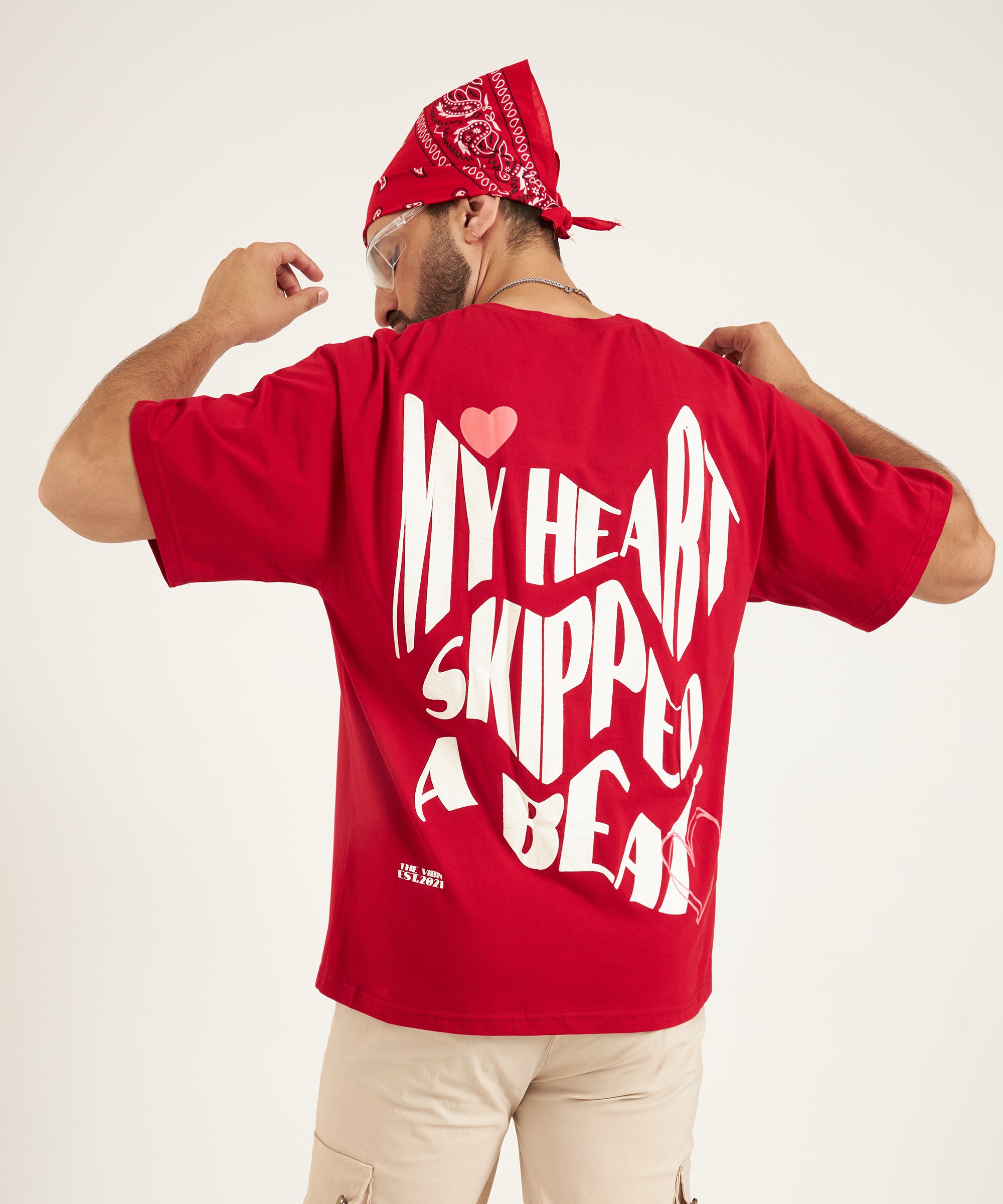 MY HEART SKIPPED A BEAT OVERSIZED T-SHIRT - RED