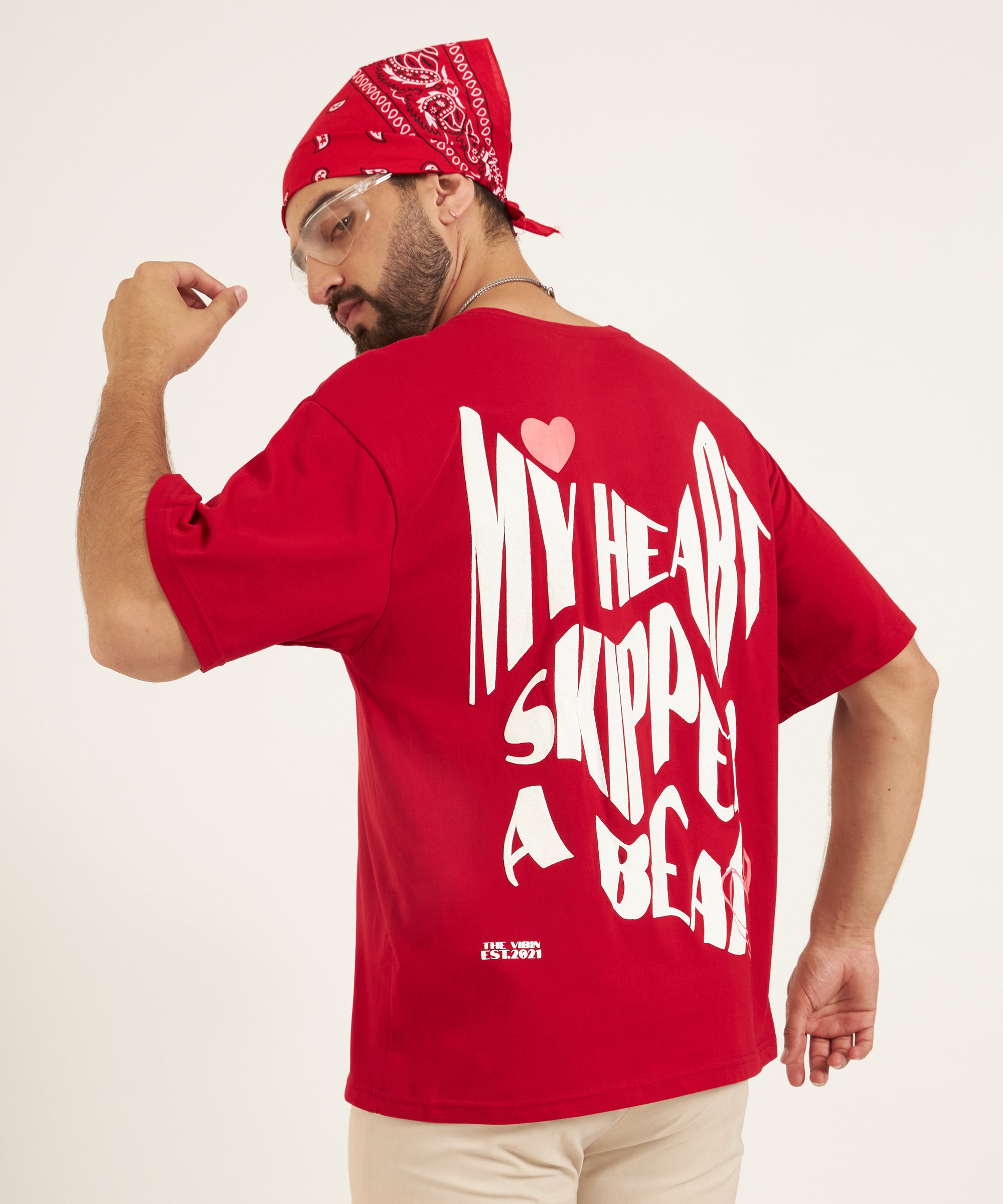 MY HEART SKIPPED A BEAT OVERSIZED T-SHIRT - RED
