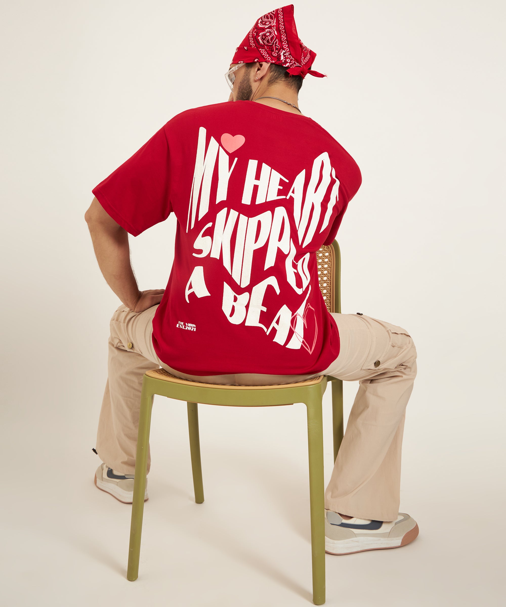MY HEART SKIPPED A BEAT OVERSIZED T-SHIRT - RED