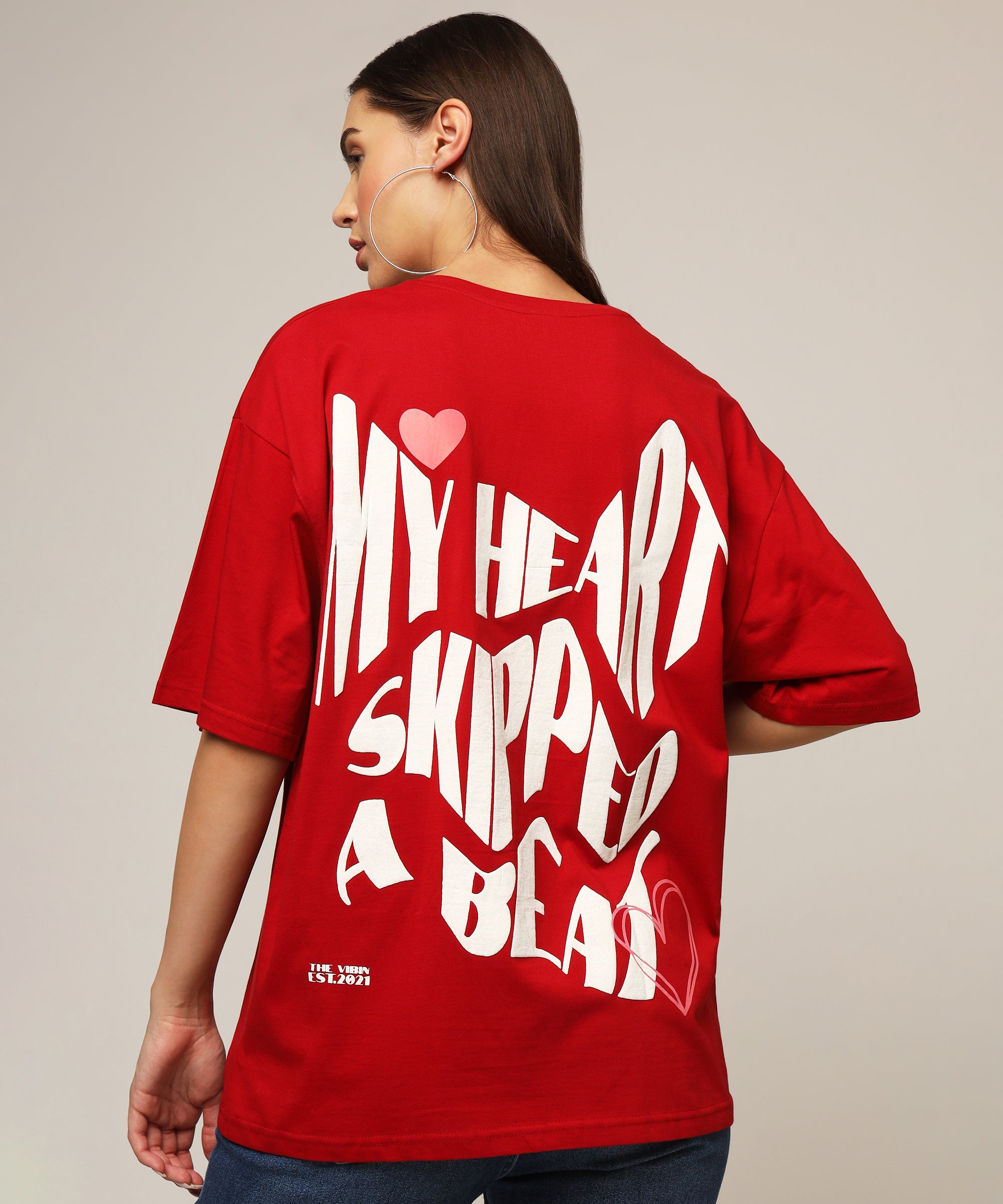 MY HEART SKIPPED A BEAT OVERSIZED T-SHIRT - RED
